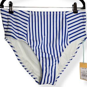 Kona Sol Navy Stripped High Coverage High Waist Bikini Bottom 16W/18W
